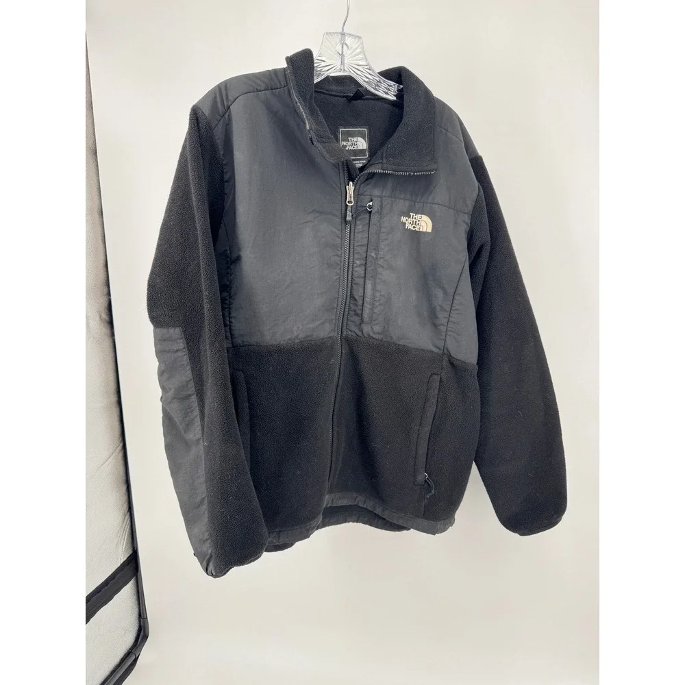 The North Face Fleece Denali Jacket XL Polartec‎ Black Full Zip Mens Recycled